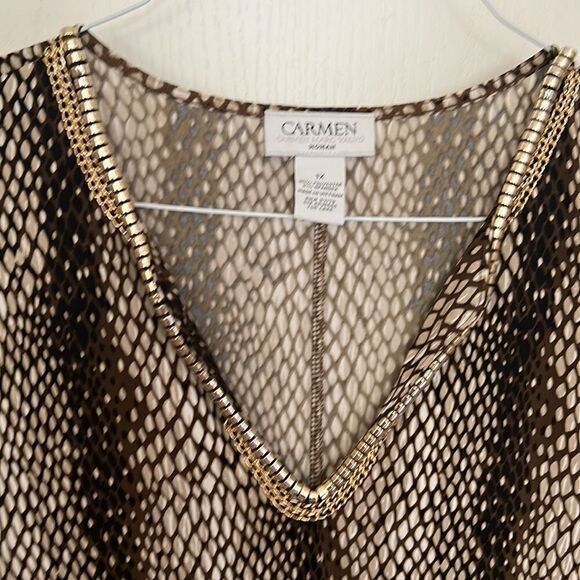 Carmen Marc Valvo Woman Gold Trim Blouse - Picture 4 of 14
